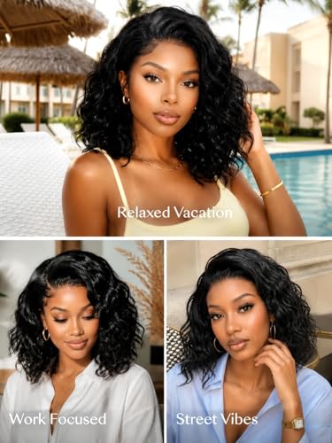 UNICE Water Wave Bob Wig 10" Human Hair Glueless