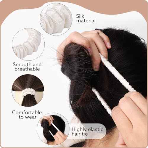 5 Pcs 19 Momme Pure Mulberry Silk Skinny Scrunchies and Ponytail Holders for Women's Hair Sleep