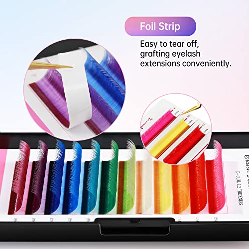 Beauty7 Colored Lash Extensions D+ Curl 15mm 12 Colors