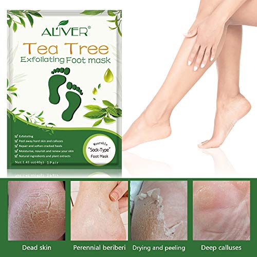 ALIVER Exfoliating Foot Peel Mask 3 Pack - Tea Tree Callus & Dead Skin Remover