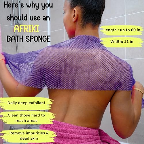 African Net Sponge 2 Pack - Extra Long Exfoliating Body Scrubber