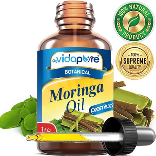 MYVIDAPURE MORINGA OIL Moringa oleifera 100% Pure REFINED UNDILUTED Cold Pressed for Skin, Face, Hair, Lip and Nail Care (1 Fl Oz)