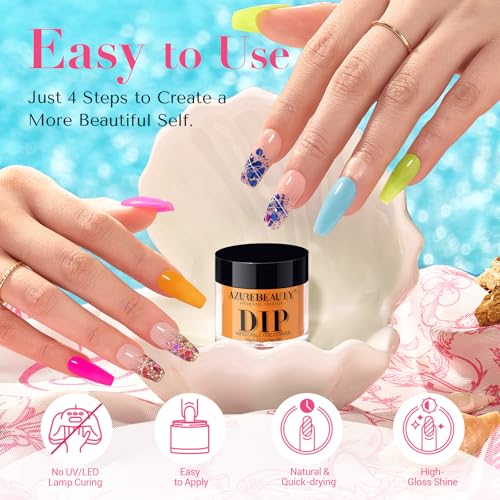 AZUREBEAUTY Dip Powder Nail Kit - 6 Bright Summer Fluorescent Shades