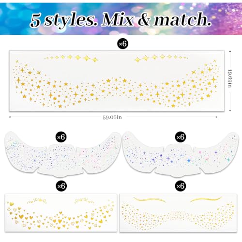 Glitter Freckles Face Tattoos - 30 Pcs Waterproof Sparkle