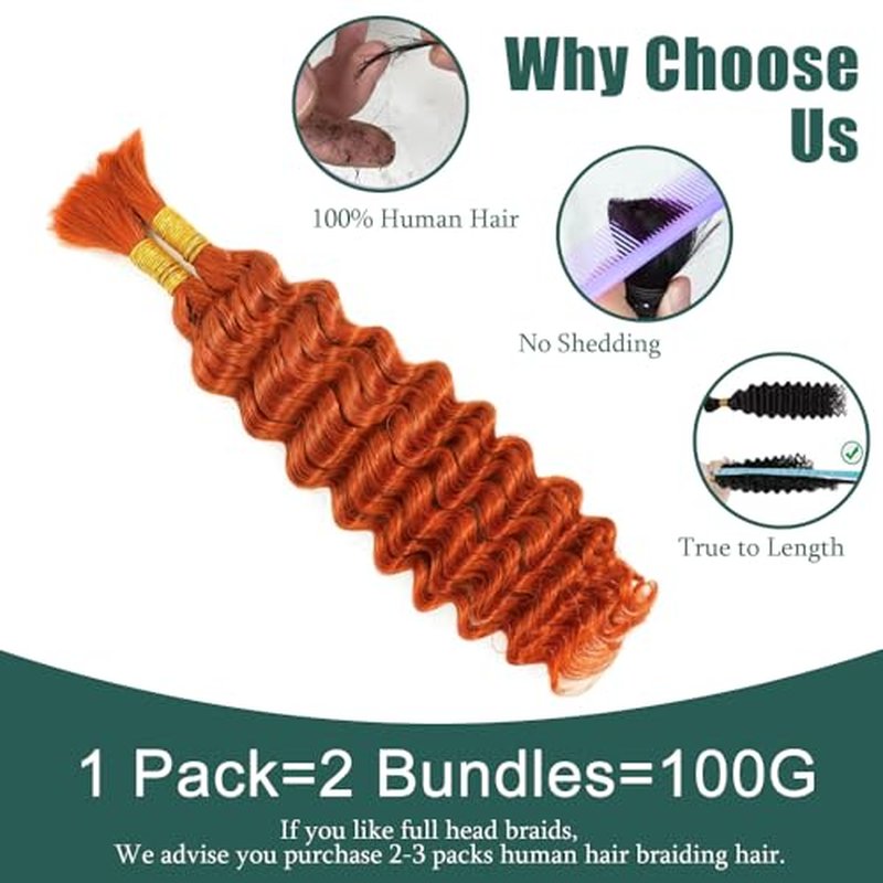 350g Ginger Boho Braid Hair Extensions - 2 Bundles 22 Inch