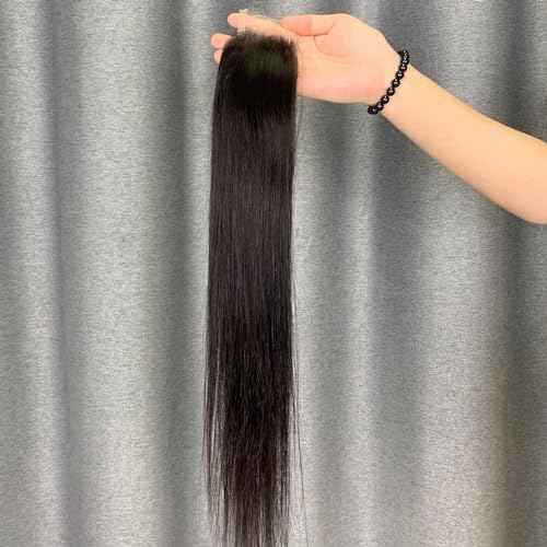 2x6 HD Swiss Lace Melt Skin Lace Closure Long Deep Parting Raw Hair Materials Straight Style Much Fuller with Natural Hair Line Human Hair Natural Black Color (14inch, HD 2x6 lace closure)
