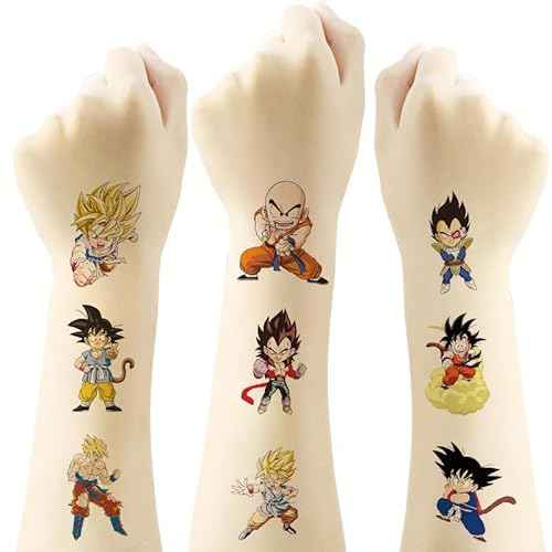 40Sheets Cute Dragon Ball Temporary Tattoos for Kids Birthday Party Favors, Dragon Ball Cartoon Decoration Sticker Gifts for Girl Boys Home Activity Class Prizes Carnival Christmas Rewards