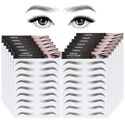 4D Hair-Like Waterproof Eyebrow Tattoo Stickers - 12 Sheets