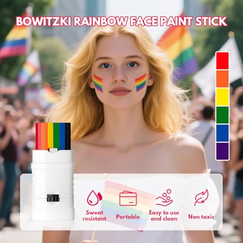 Rainbow Face Paint Stick Set - 3pc Pride Makeup for Festivals