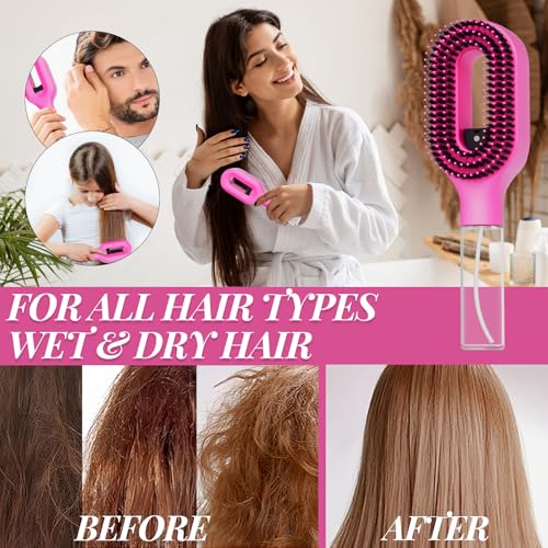 2-in-1 Hair Brush with Water Spray Detangler for Curly Hair