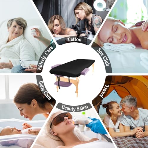 Buryeah 50 Pcs Massage Table Sheets 39 x 87 Inch Disposable Fitted Bed Sheets Thickened Spa Bed Covers Soft Non Woven Massage Table Cover for Spa Salon Body Facial Beauty(Black)