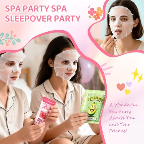 108 PCS Spa Party Supplies for Girls & Women, Spa Party Favors Include Face Masks Skincare, Hand Cream, Lip Balm, Under Eye Patches, Lip Mask and Foot Bath Bombs, Spa Birthday Sleepover Party Supplies