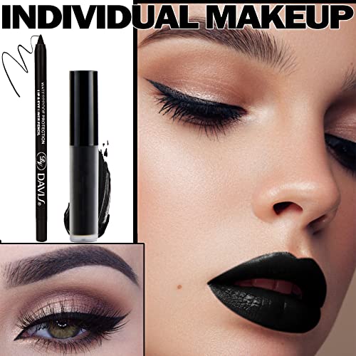 Black Lipstick & Liner Set - Matte Waterproof Long Lasting