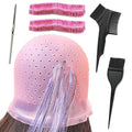 Silicone Hair Highlighting Cap Kit with Hook & Brushes