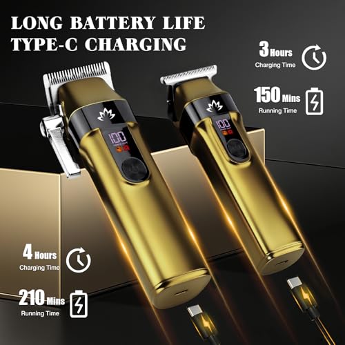 Lanumi Professional Hair Clippers for Men Cordless Cutting T-Blade Trimmer Kit Barber Clipper Trimmer Set with Travel Case Cordless USB Rechargeable Hair Cutting Kit