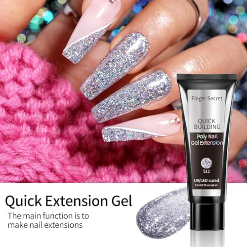 Shiny Nail Extension Gel,Poly Gel 12-Colors Set,New Upgrade Shiny Style Multiple Extension Poly GeL Nail Combinations Shine Your Life