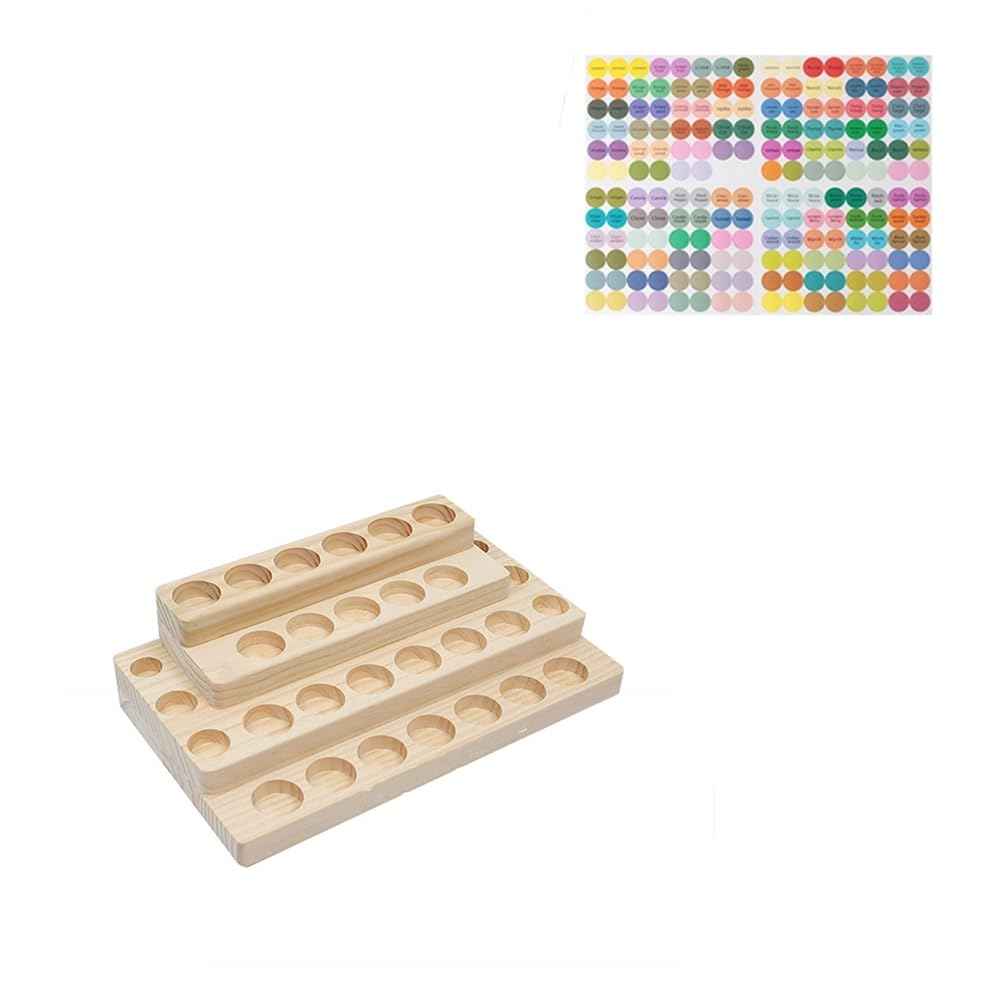 Pure Vie 4 Tier Essential Oil Bottles Wooden Storage Display Stand Travel Display Presentation Holder, Cosmetic Aromatherapy Organizer Rack Nail Polish Fragrance Container - Holds 30 Slots (15 ml)