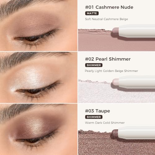 Exmiloo Cream Eyeshadow Stick Set - 3 Neutral Matte & Shimmer Waterproof