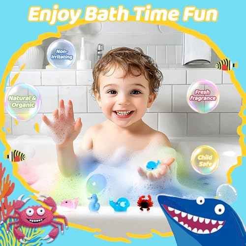 30 Bath Bombs for Kids with Toys Inside, Kids Bath Bombs Gift Set with 30 Sea & Land & Sky Animal Surprise Toy, Bubble Bath Toys, Christmas Gifts for Girls Boys, Stocking Stuffers