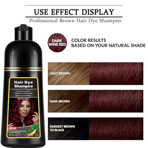 Dark Wine Red Hair Dye Shampoo 3 in 1 for Gray Hair