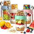 4 Pack Glass Overnight Oats Containers 20oz with Lids & Spoons