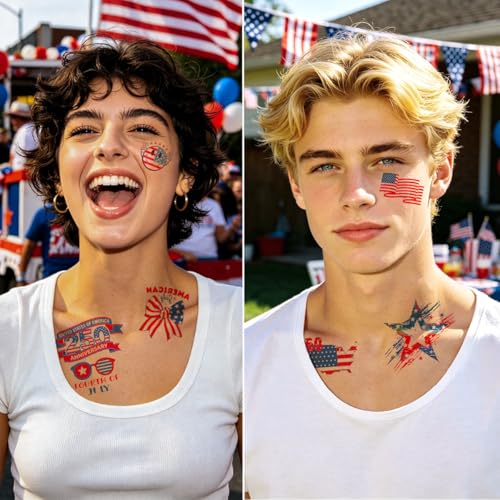 96PCS Patriotic Temporary Tattoos - 4th of July Party Favors