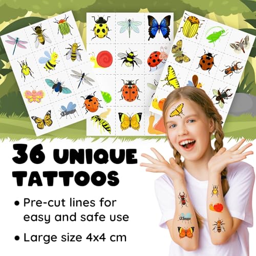 Bug Party Favors Set - 60 Pc Slap Bracelets & Tattoos for Kids