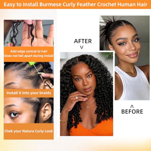 Burmese Curly Crochet Human Hair 16 Inch 120g 15A