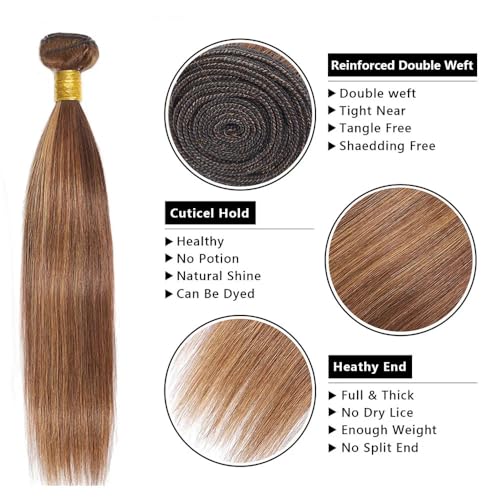 28-Inch P4/27 Honey Blonde Straight Human Hair Bundle - Freiuoke