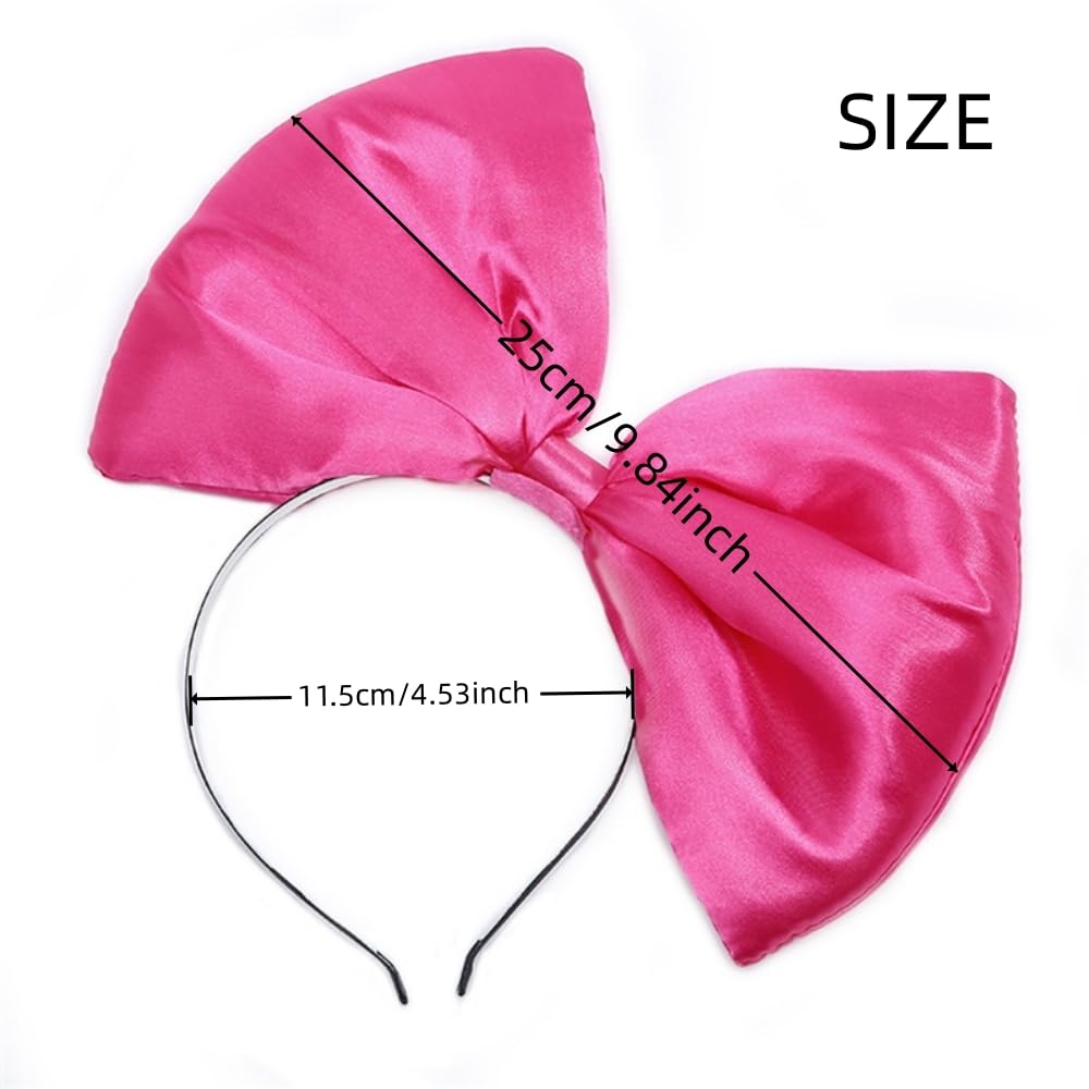 Bubbmi Women Satin Large Bow Headband Oversized Huge Bow Hair Hoop, Birthday Party Festival Costume Girls Headpiece(satin hotpink)