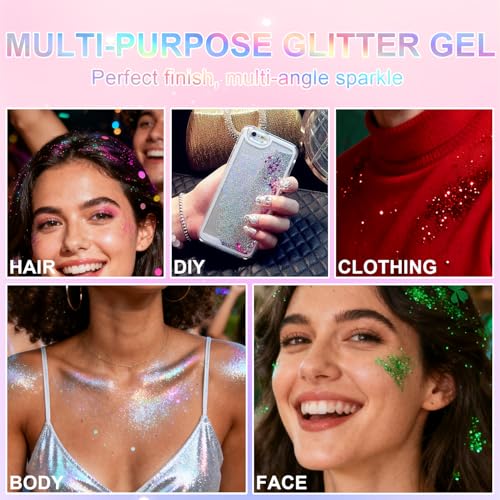 Holographic Roll-On Glitter Gel for Face & Body