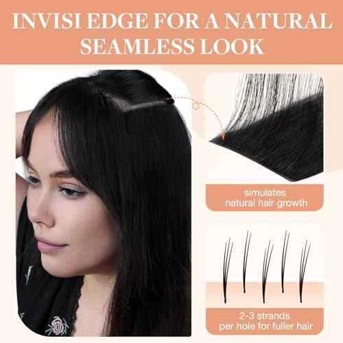 GOO GOO Invisi Edge Clip in Hair Extensions 20inch 150g 7Pcs Injected Seamless PU Clip in Hair Extensions, Virgin Real Human Hair, 1 Jet Black