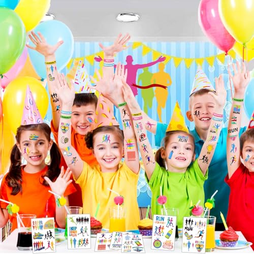 144 PCS Running Temporary Tattoos Stickers, Running Marathon Sport Party Favors Supplies Birthday Party Decorations Gifts for Runners, 24 Sheets