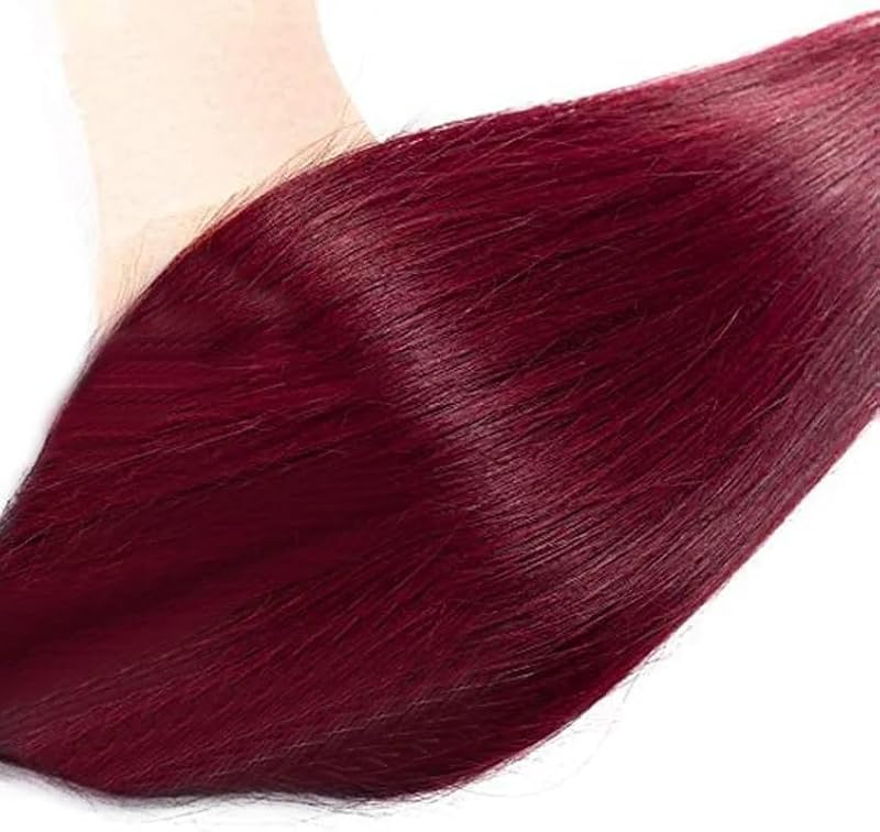 Freiuoke 99J Burgundy Straight Human Hair Extensions 3 Bundles 24-28 Inch Virgin Brazilian Hair