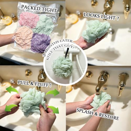 Loofah Body Scrubber Sponge for Shower - White, 1 Pack - Exfoliating Bath Loofa