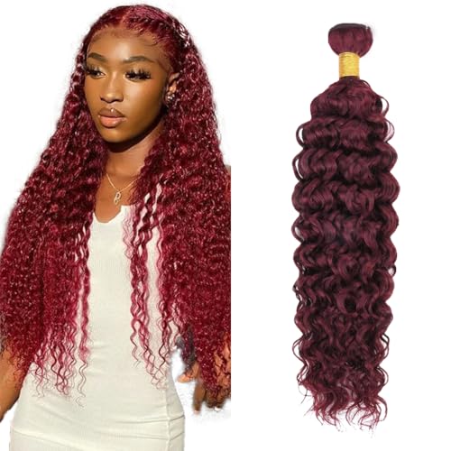 #99J Burgundy Water Wave Human Hair Bundle - 30 Inch, 100g