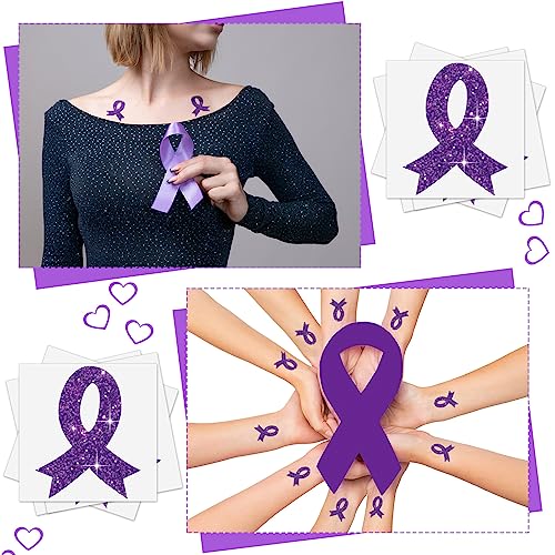 Purple Ribbon Awareness Temporary Tattoos - 240 Pcs