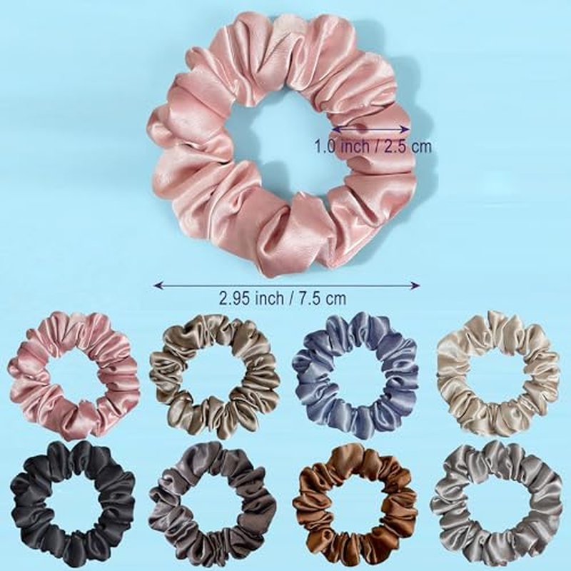 Mebloblo Satin Scrunchies for Women - 8 Pcs No Crease Hair Ties