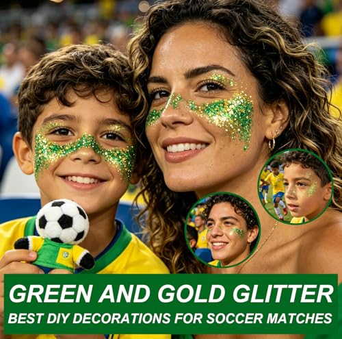 Brazil Green & Yellow Glitter Stick | Waterproof Face & Body