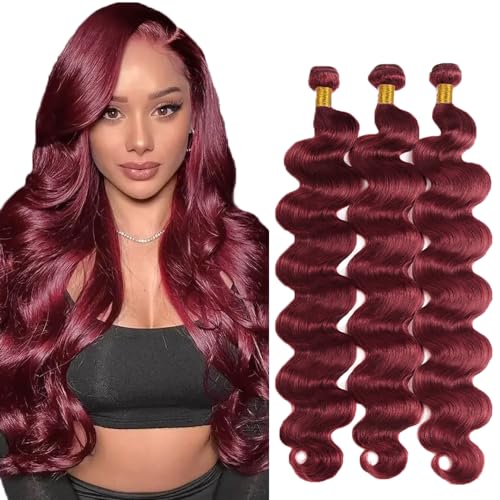#99J Burgundy Body Wave Hair Bundles 28" - Brazilian Virgin Hair