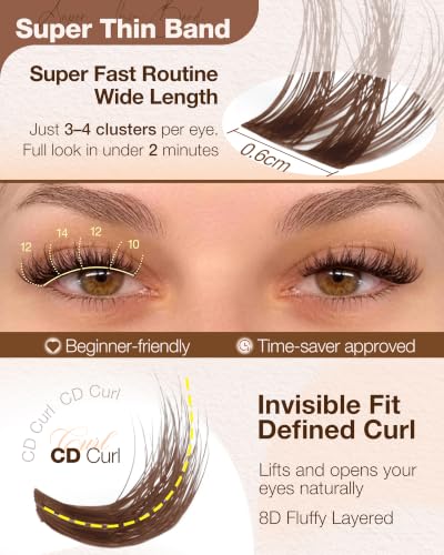Brown Wispy Lash Clusters | 10mm 12mm 14mm Extensions