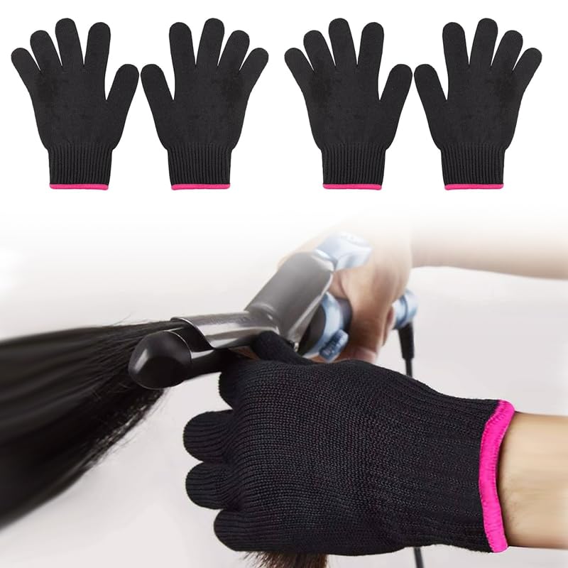 Heat Resistant Gloves for Hair Styling - 2 Pair Set