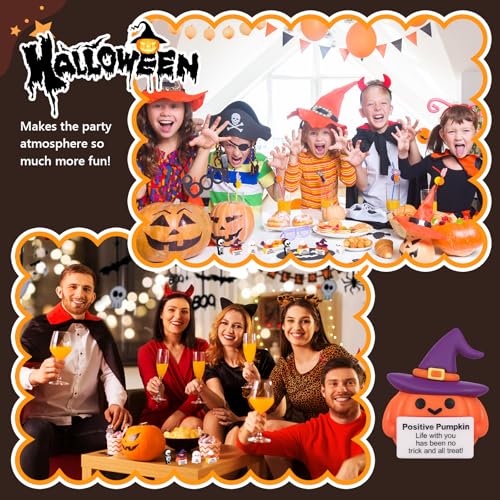 Gejoy 50 Pcs Halloween Mini Rubber Figurines with Motivational Messages - Holiday Decor & Gifts