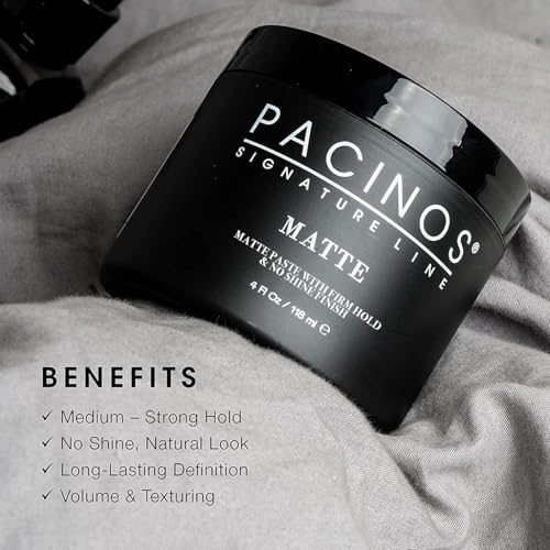 Pacinos Matte Hair Paste for Men | Medium-Firm Hold, No Shine, 4 fl oz