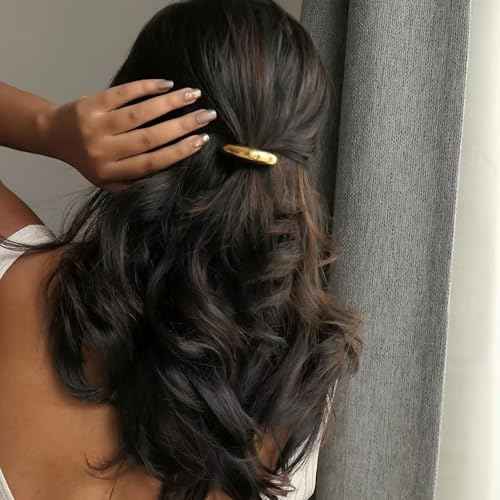 Hair Ties for Women, Gold Metal Hair Cuffs Hair Accessories Elastic Hair Ties Ponytail Cuff Hair Bands for Both Thick Hair and Thin Hair