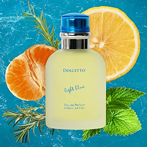 NovoGlow Dolcetto Light Blue Men's Eau de Parfum 3.4oz Woody Floral Aquatic Fragrance