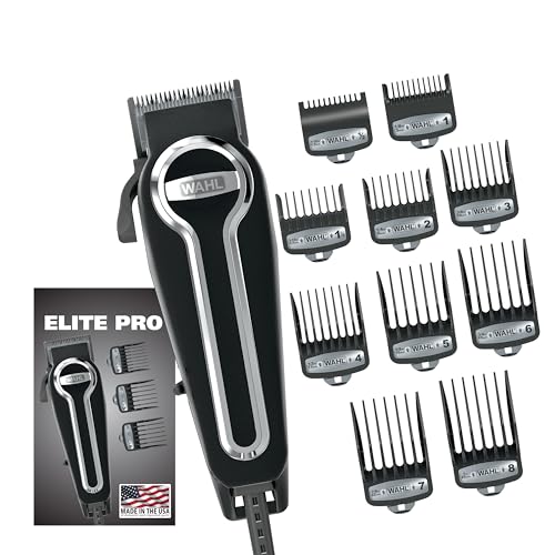 Wahl USA Elite Pro High-Performance Corded Home Haircut & Grooming Kit for Men ? Electric Hair Clipper ? Model 79602M