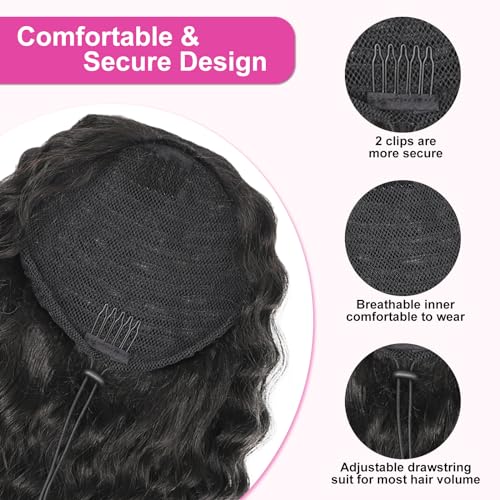 14 Inch Black Curly Ponytail Extension Clip In