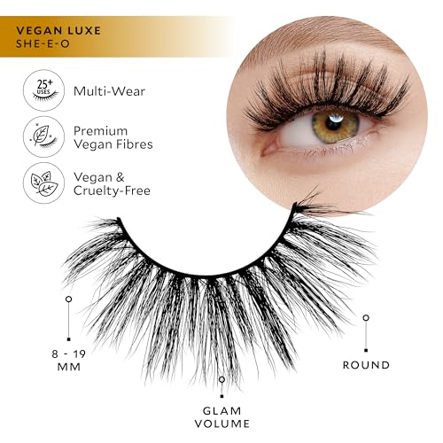 Velour Vegan Luxe Eyelashes – Luxurious Natural False Lashes - Lightweight, Reusable, Handmade Fake Lash Extensions - Wear up to 25 Times – 100% Vegan Mink, Soft and Comfortable, All Eye Shapes