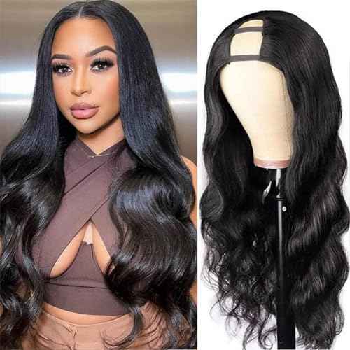 Amella U Part Body Wave Wig 18inch 150% Density Full Head U Shape Clip in Wigs Body Wave Half Wig Human Hair Extension For Black Women